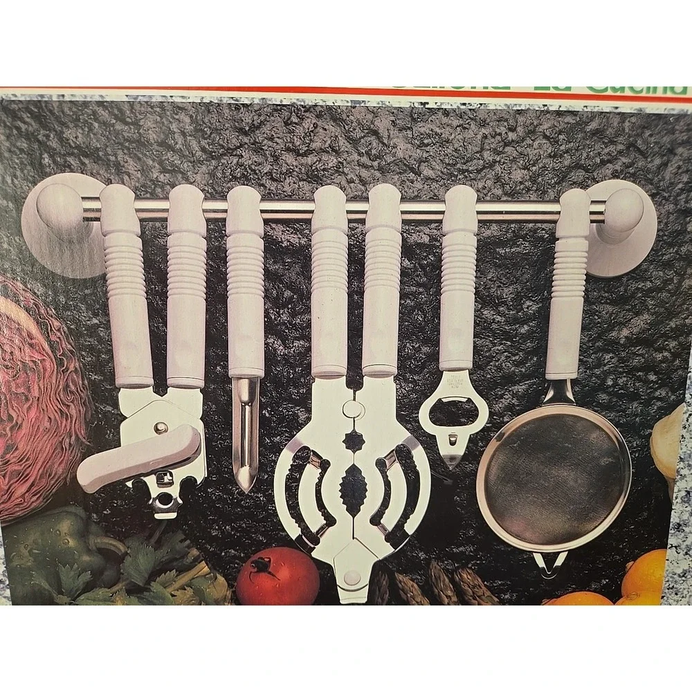 Vtg La Cucina Galleria Kitchen Utensil Set 6 Pc Wall-Mount Accessories New
